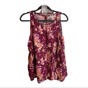Old Navy Bright Pink Floral Layering Tank. XL EUC